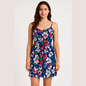 J. Crew Blue and Red Floral Mini Dress